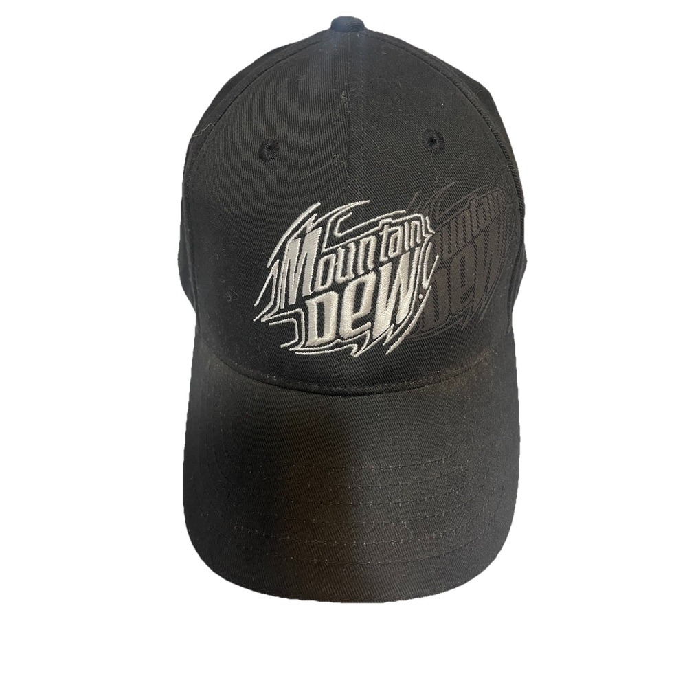 Mountain Dew baseball cap black One Size NWOT Authentic Headwear Trucker Cap